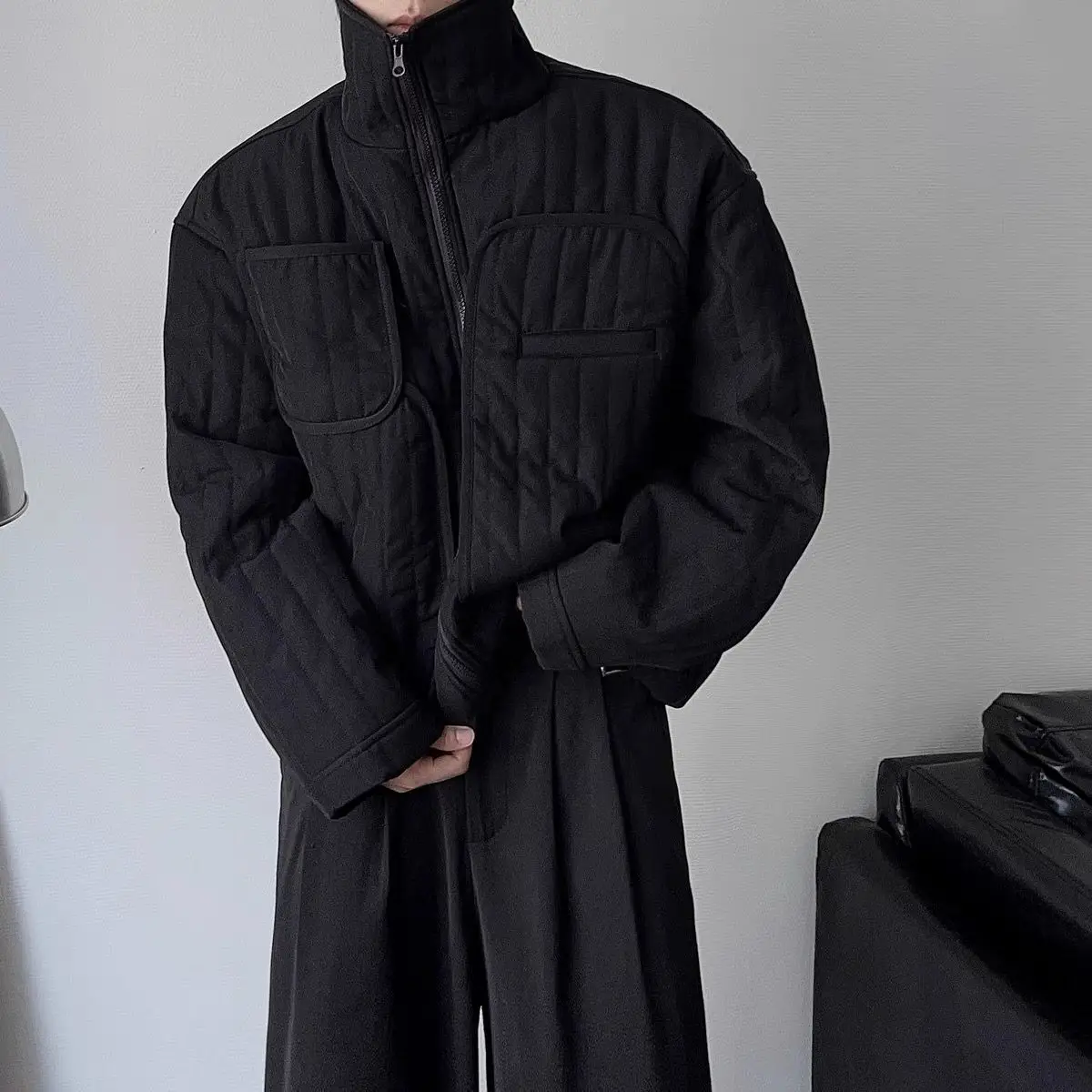 

Dark Simple Short 2025 Autumn Winter Women's Casual Loose Stand Collar Regular Pants