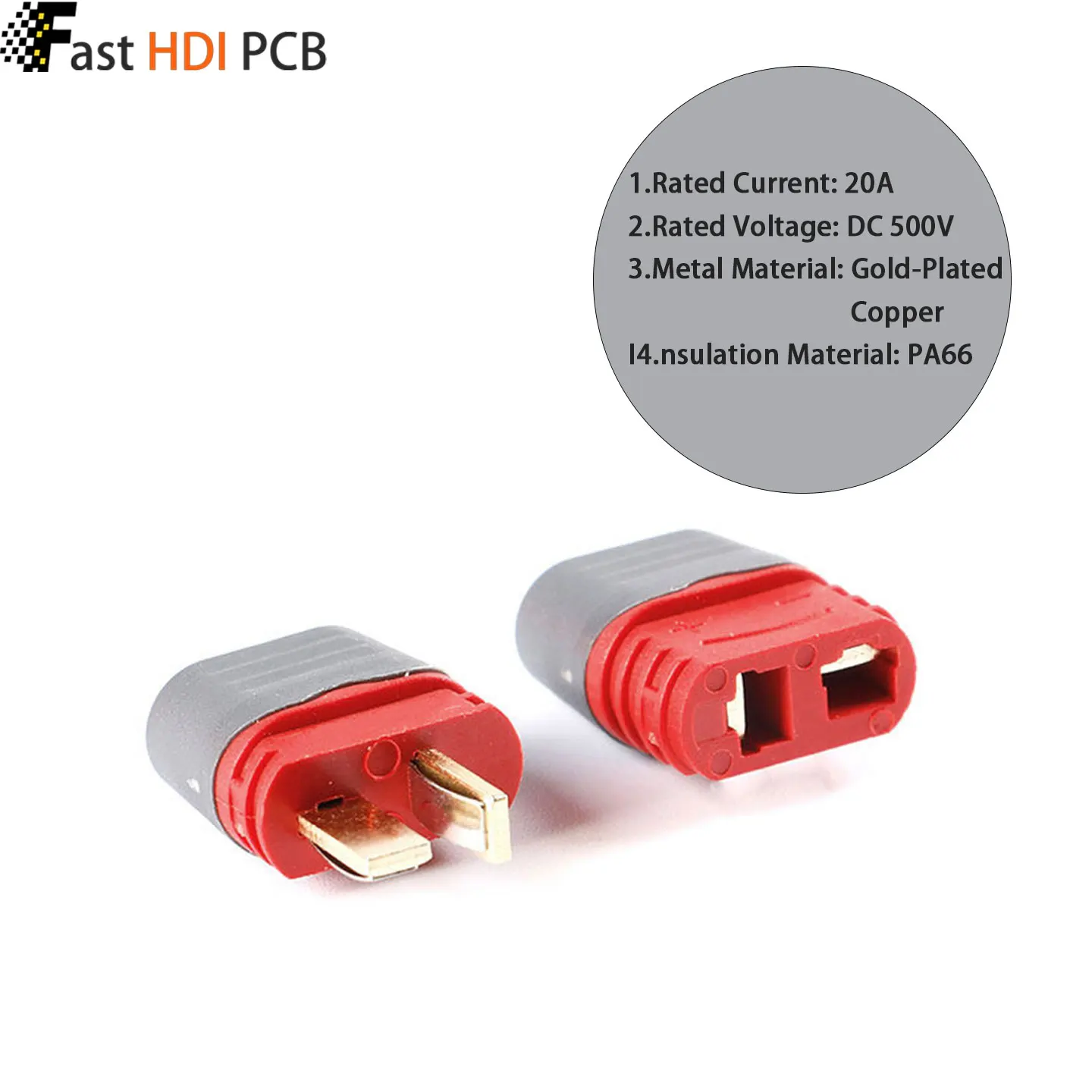 AM-1015E Male/Female 20A Connector with Boot Gold Plated for RC LiPo Battery ESC Charger – DC500V, PA66, Waterproof Power Plug