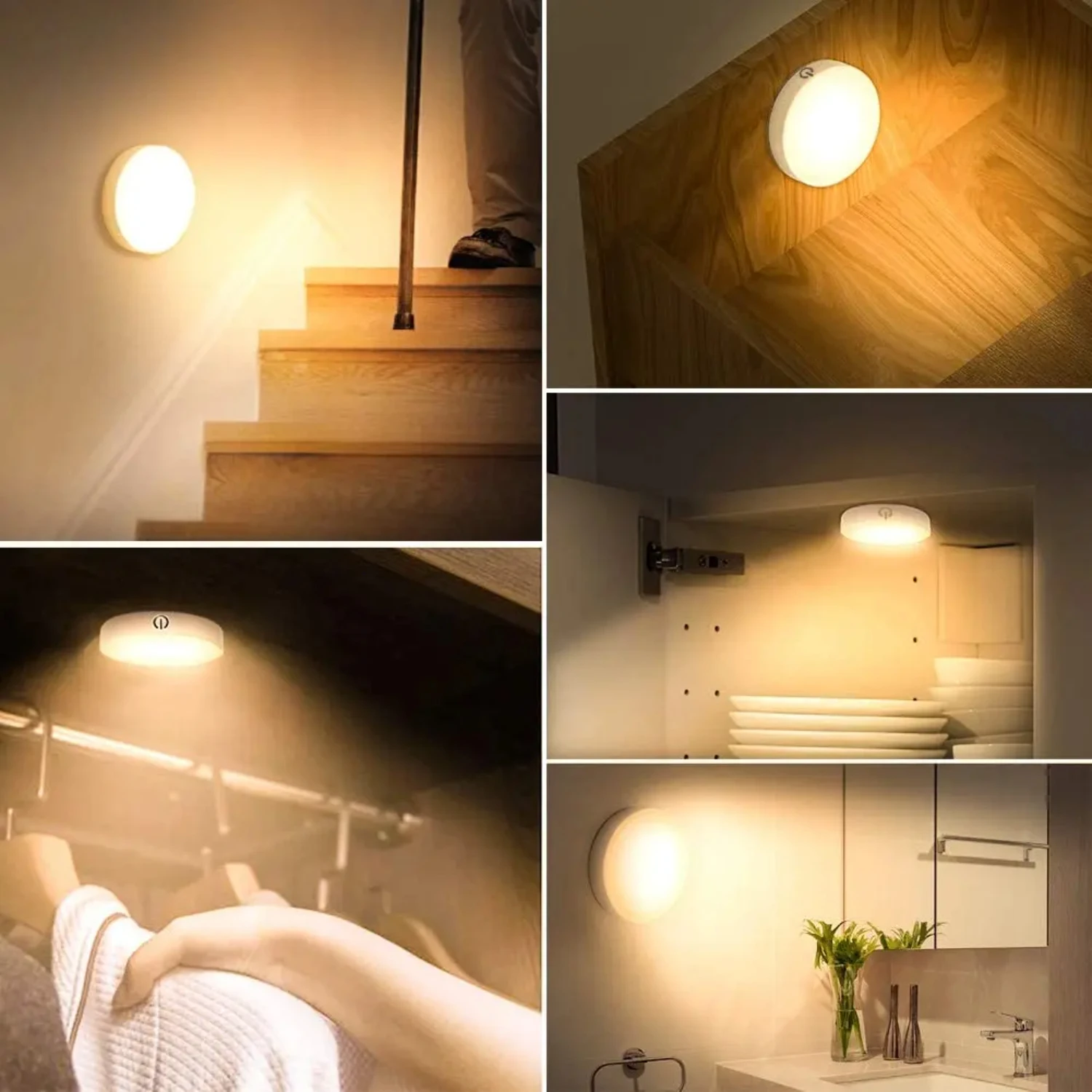 New Versatile, Compact, Portable, and Stylish LED Puck Light - USB Rechargeable Dimmable Warm Light Night Lights for Bedroom, Cl