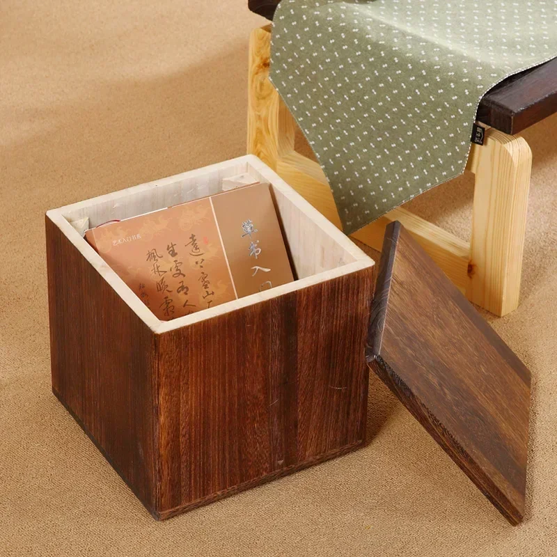 

Aaa American Country Solid Wood Shoe Changing Stool Creative Square Low Pouf Modern Fashion Coffee Table for Living Room