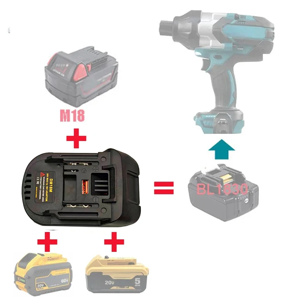 Electric Power Tool Adapter Converter Battery Adapter for Dewalt DCB200 DCB205 20V Lithium to for Makita BL1830 image 2