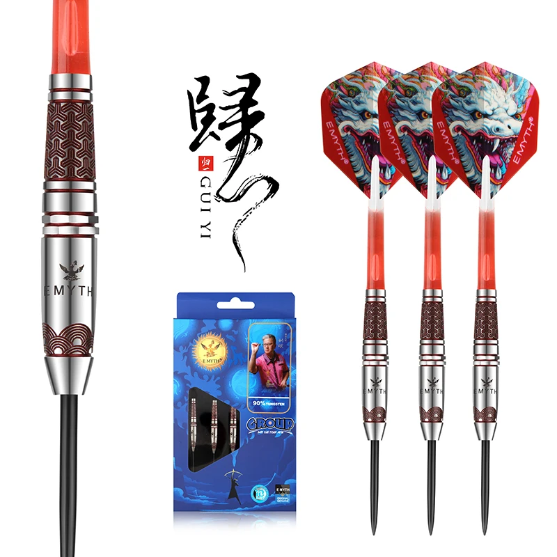 

E MYTH GUI YI 90% Tungsten Red/Yellow Professional 22g-26g Steel Tip Darts with Shafts and Flights for Competition and Training