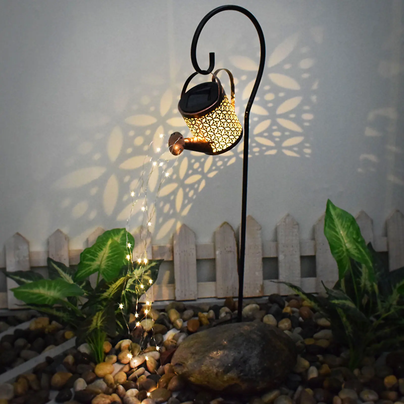 

1Set Shower Garden Art Light Iron Material Waterfall Garden Lamp Shepherd Hook Outdoor Decorative Stake Light for Patio Lawn