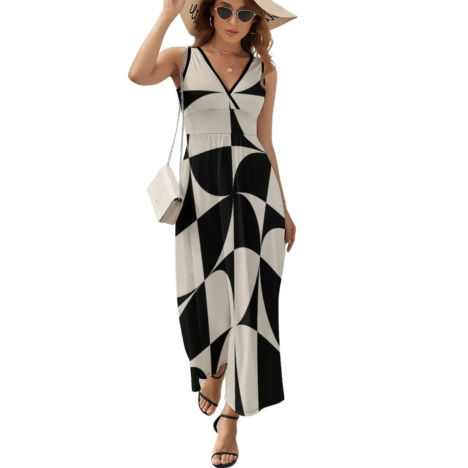 

Retro Geometric Pinwheel Pattern 824 Sleeveless Dress clothing women summer 2024 birthday dress for women