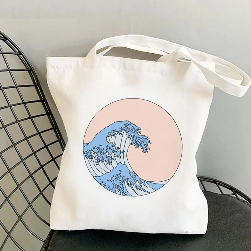Bolsa Sacola de Lona 2026 com Estampa Monet Lírios Aquáticos Ecológica Reutilizável de Ombro Moderna Grande Capacidade