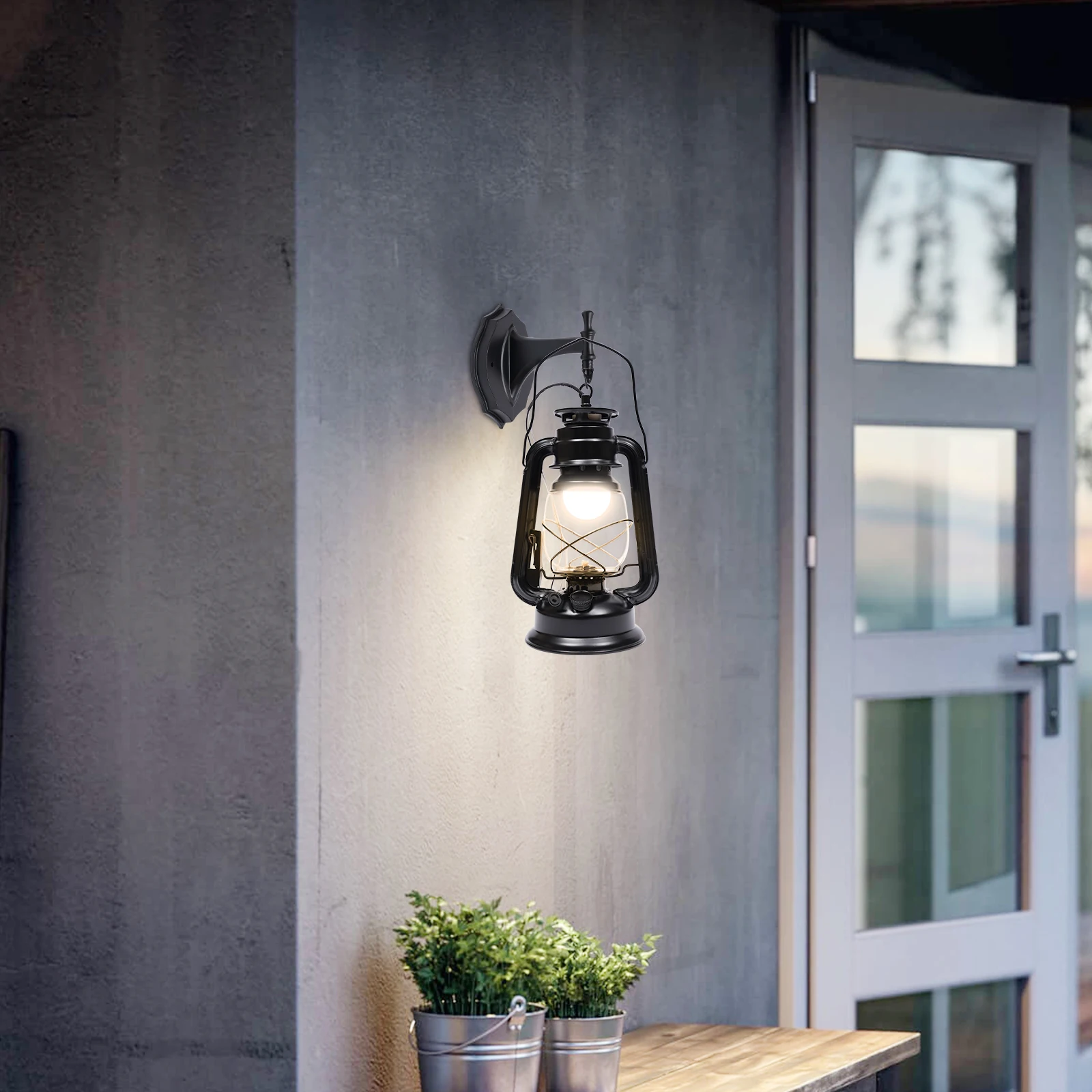 شمعدانات جدارية ريترو عتيقة عتيقة فانوس ريفي مصباح الجدار الشمعدان تركيب المصابيح مزرعة الجدار الخفيفة للممر (أسود 1 قطعة) #3