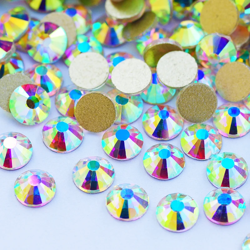 YANRUO 2058NoHF SS3-SS50 cristal AB Strass colle à Strass en dos plat Non correcteur pour chaussures d'art d'ongle