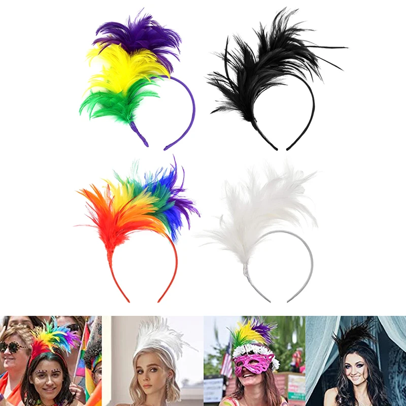 

Colorful Mardi Gras Headband Flapper Headpiece Adult Party Costume Hair Accessories