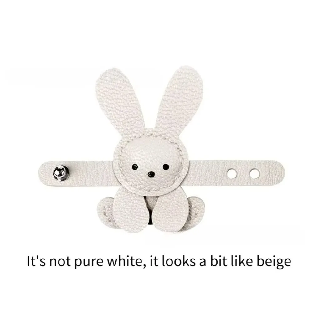 Cute Cartoon Bunny Bag Charm Adjustable PU Leather Bag Pendant Solid Color DIY Bag Decoration