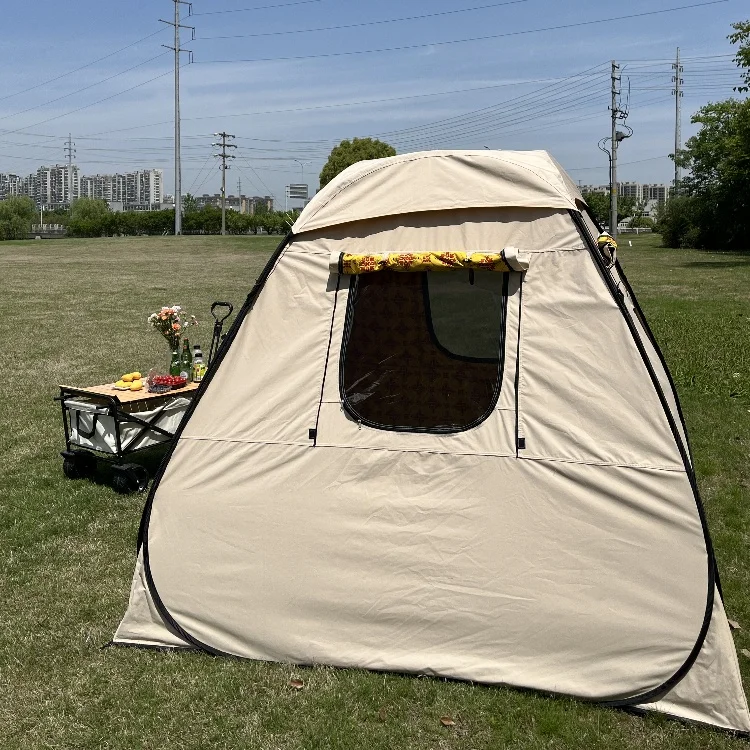 Canvas printing pop-up tent is a must for sightseeing and camping. Strong anti-mosquito function