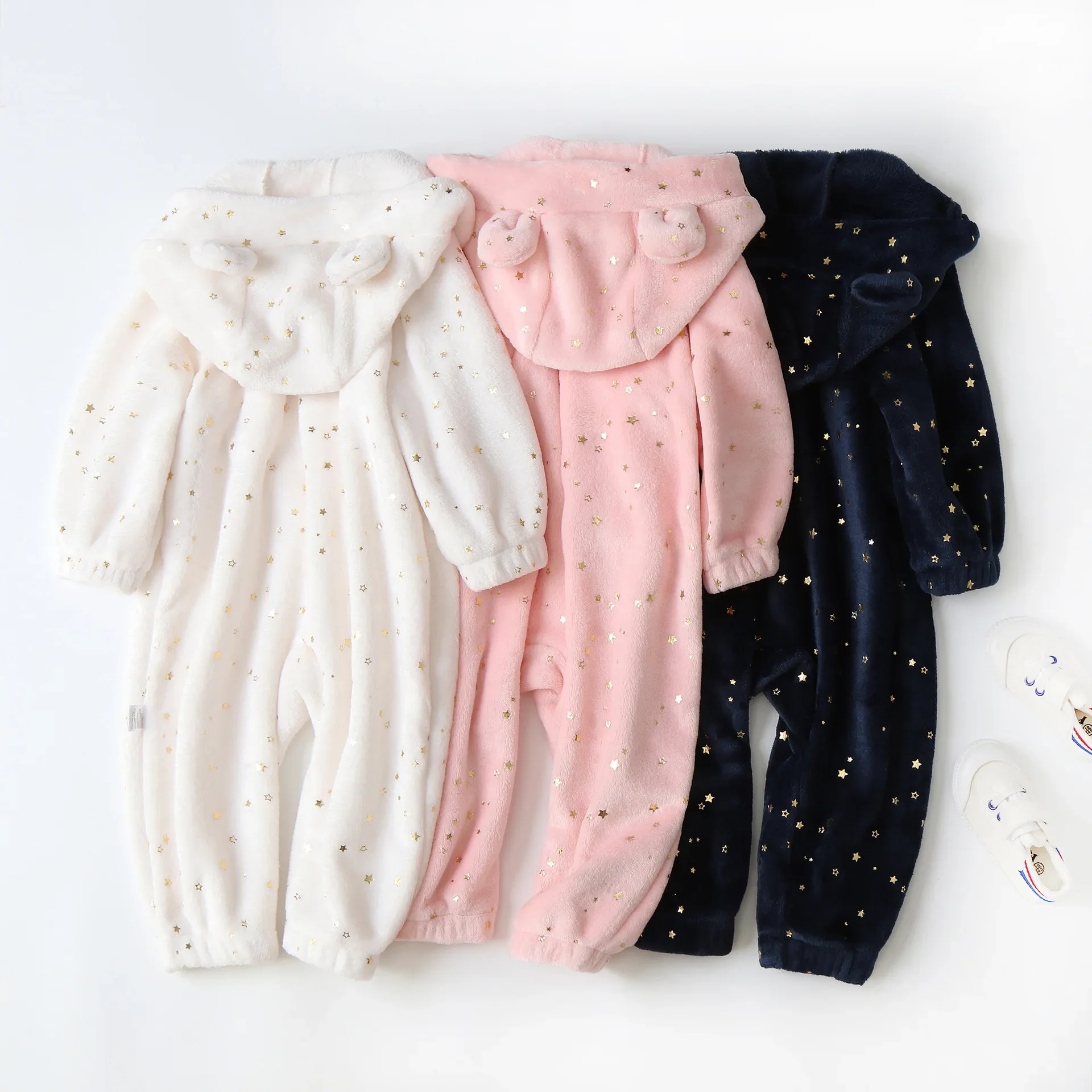 Star Double-sided Flannel Newborn Baby Romper Onesie 2024 Autumn Winter New Baby Clothing Soft Infant Christmas Costume