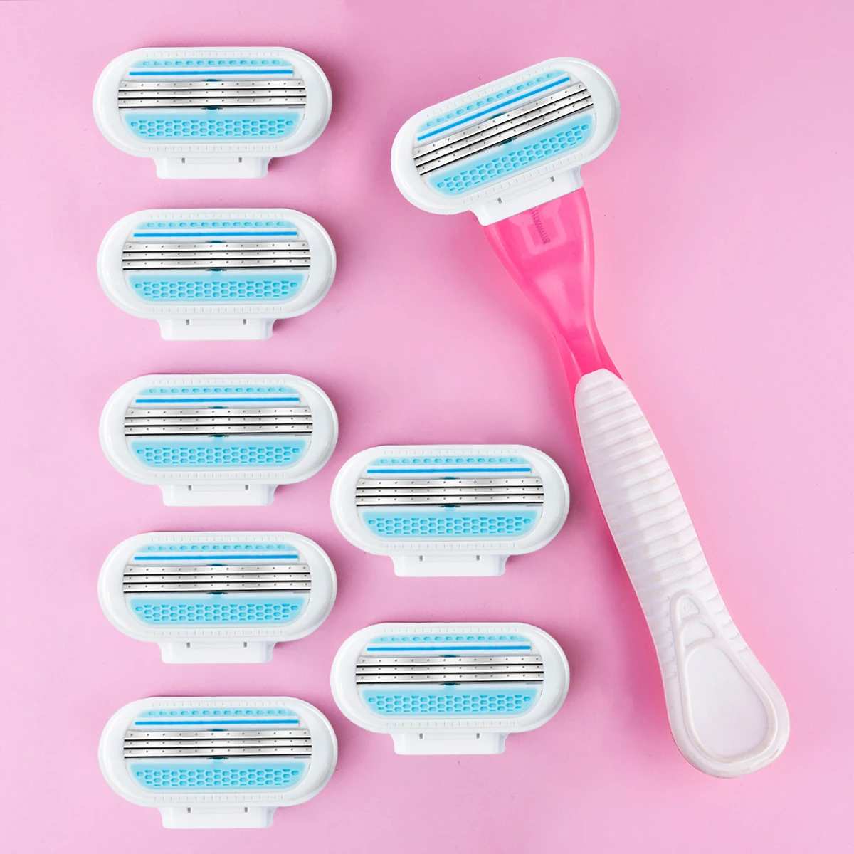 

Compatible Blade Refills Women Razor 1 Handle 8 Cartridges High Quality Manual Razor For Underarm/ Leg/ Bikini