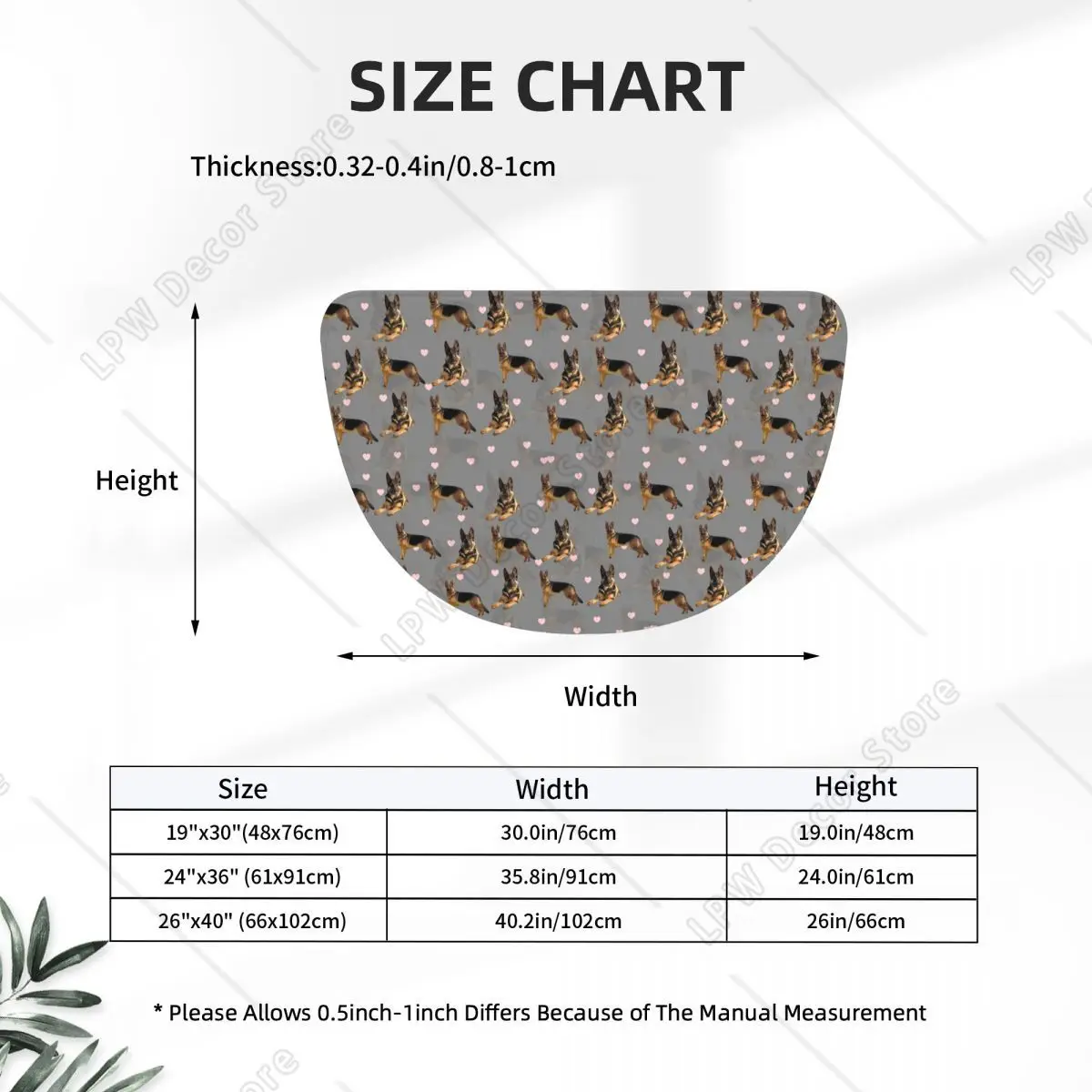 German Shepard Pattern Soft Flannel Half Round Doormat Non Slip Bathroom Mat Absorbent Floor Carpet for Laundry Room Bathroom
