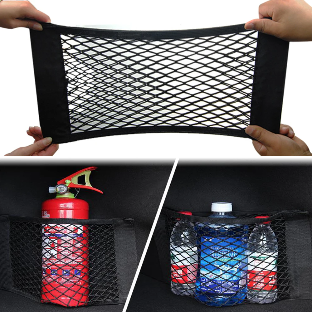 Car Back Rear Elastic Net Mesh Pocket Trunk Paste Fixed Storage Bag For Audi A4 B9 B8 A3 8V 8P 8L A6 Q5 Organizer Accessories