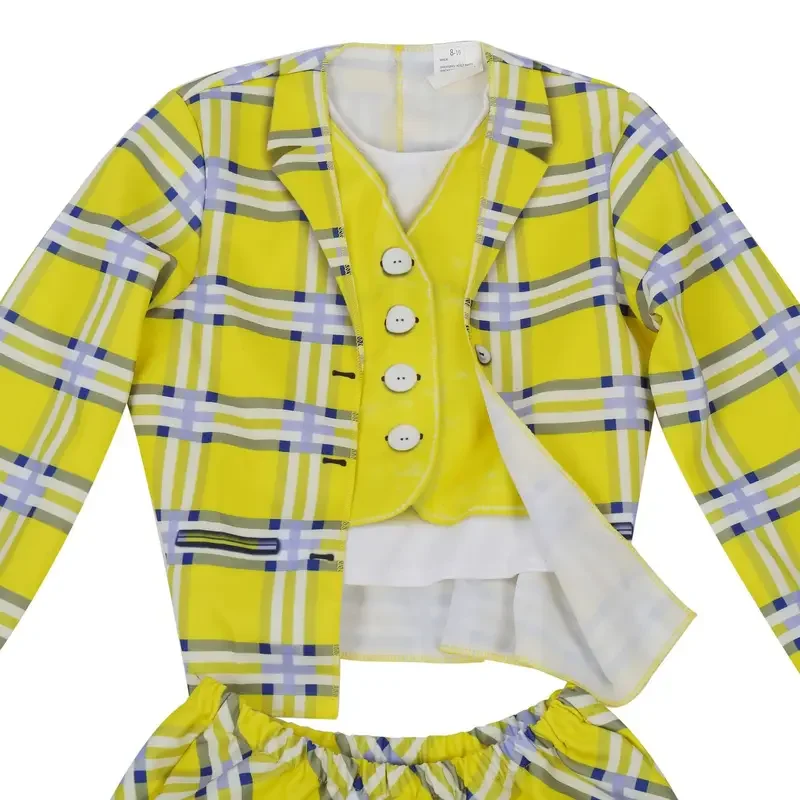 Teenage Girls Clueless Cher Horowitz Costume 2 Piece Outfit Movie Alicia Silverstone Carnival Birthday Party Plaid Dress Cosplay