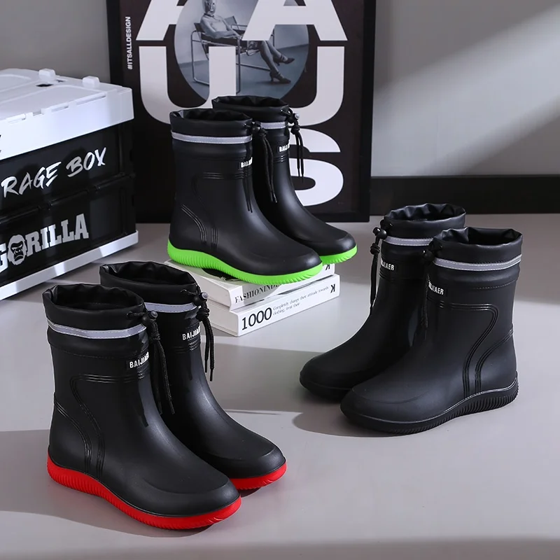 Botas de chuva masculinas de alta qualidade, botas de trabalho de cano médio, botas de pesca, à prova d'água, para todas as e...