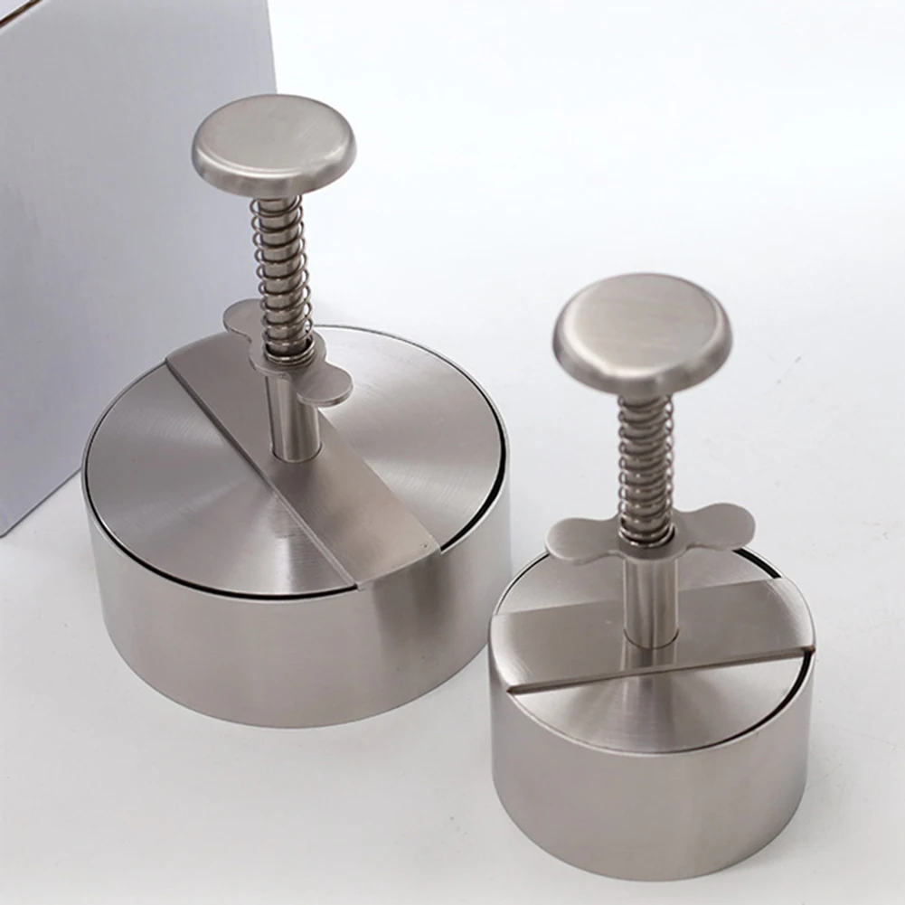 

Round Manual Hamburger Patty Maker Press 304 Stainless Steel Non-Stick Round Manual Rice Ball Mold Kitchen Beef BBQ Accessories