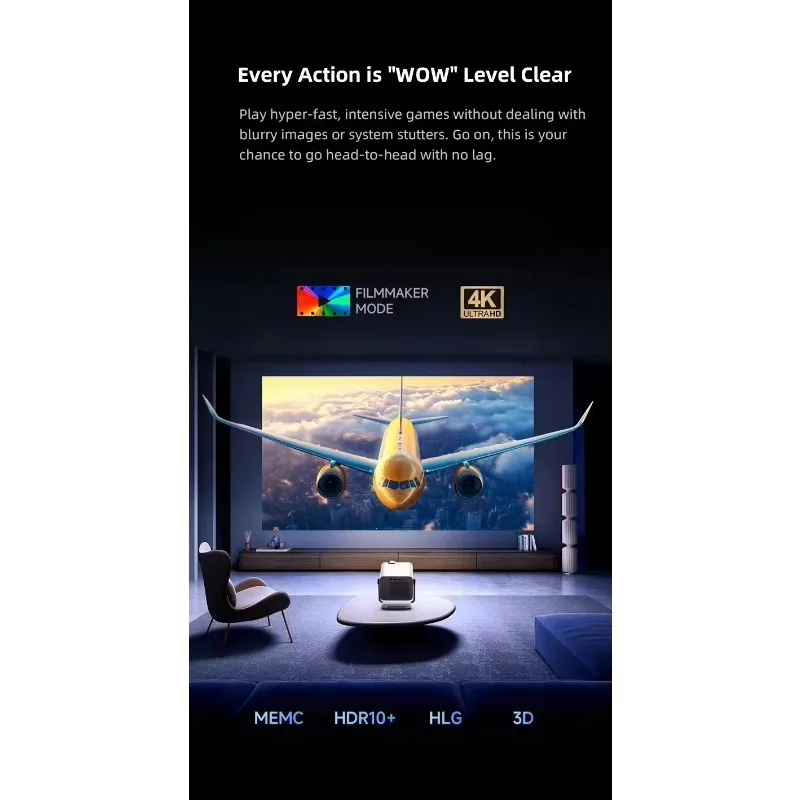 Pro Full Color Laser Projector, 1200CVIA 4K UHD Smart Home Theater Proyector with Full Auto USB3.0 Beamer 3D Support