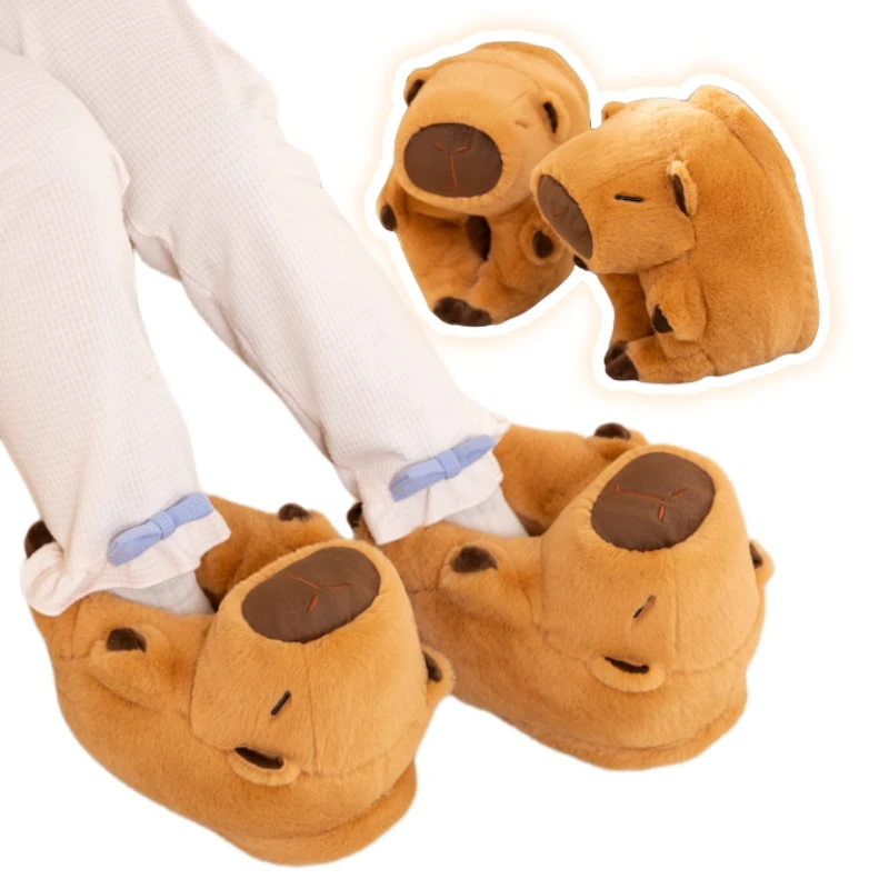 Kawaii Capybara Plush Cotton Shoes Capybara Shape Wrapped Feet Cotton Shoes Warm And Comfortable Outside Or At Home