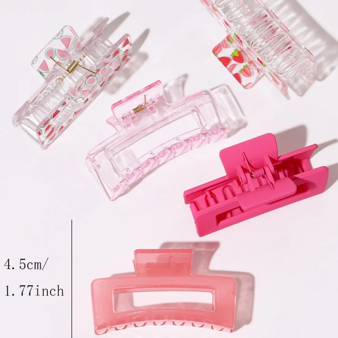 الصيف الحلو القلب طباعة مقاطع الشعر 5 قطع مجموعة نقل الحرارة مربع القرش كليب للنساء الفتيات إكسسوارات الشعر الساخن بيع