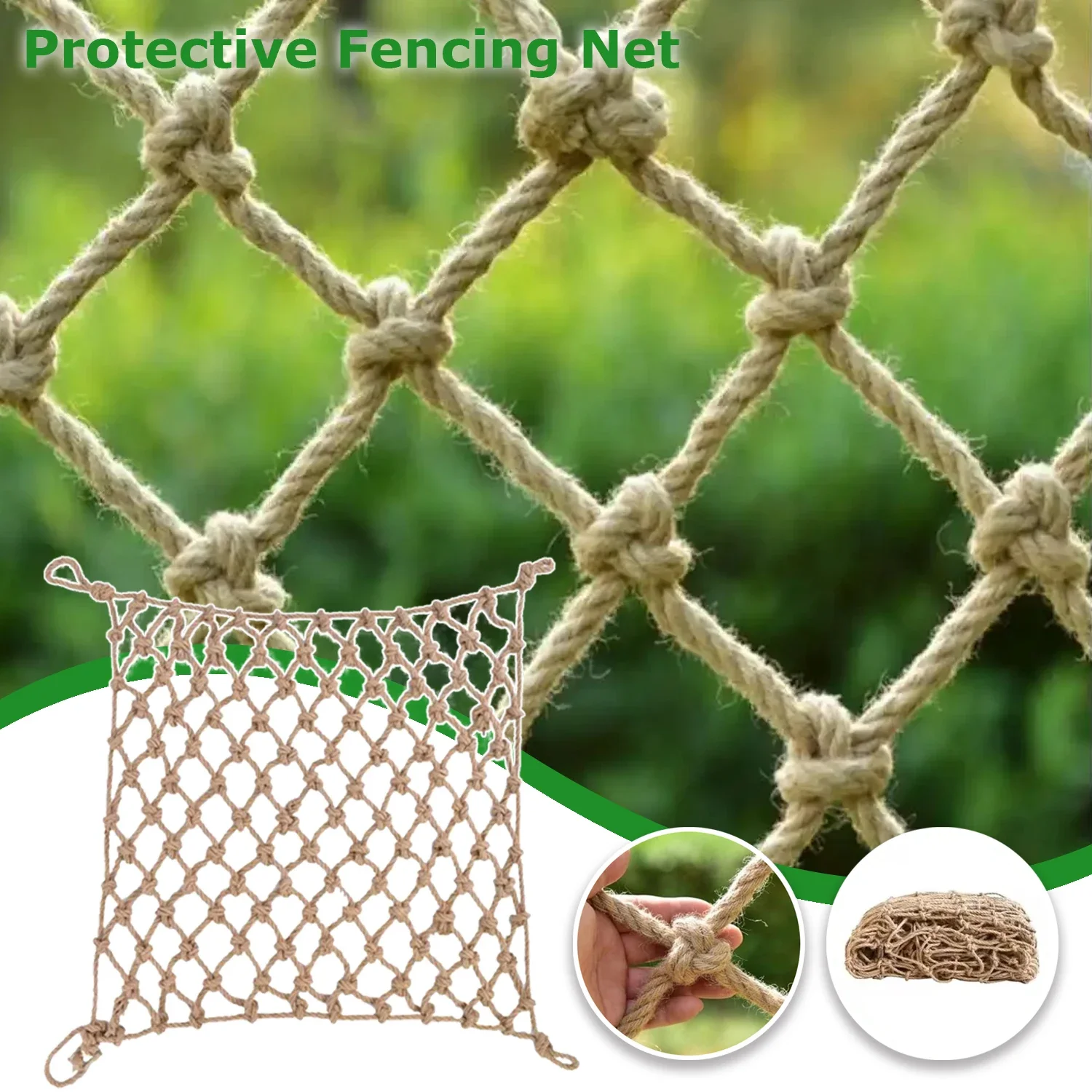 1PC Hand Made Jute Rope Net Stair Protective Fencing Mesh Safety Child Net Garden Anti Bird Chicken Home Decoration Ceiling Nets