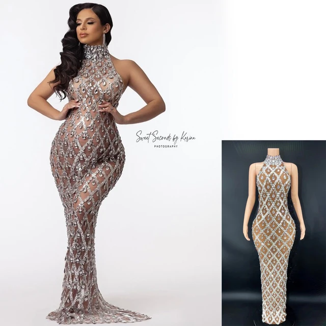 Sexy Shiny Maternity Dress Photography Goddess Bodysuit Rhinestone Party Dress Photo Shoot Plus Size Senior Pregnant Cloth