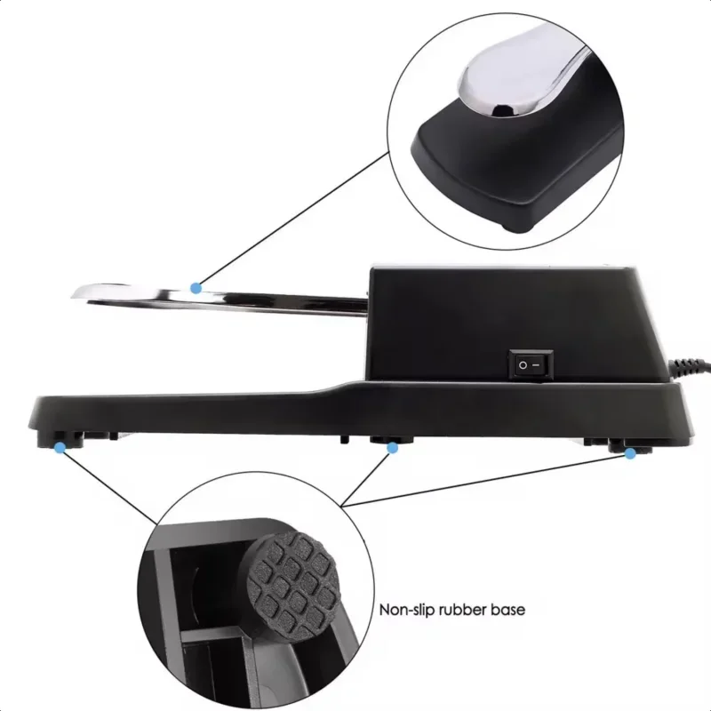 Universal Sustain Pedal สําหรับคีย์บอร์ด MIDI Synth เปียโนดิจิตอลกลองเปียโนไฟฟ้าพร้อมสวิตช์ด้านล่าง/ขั้วกันลื่น