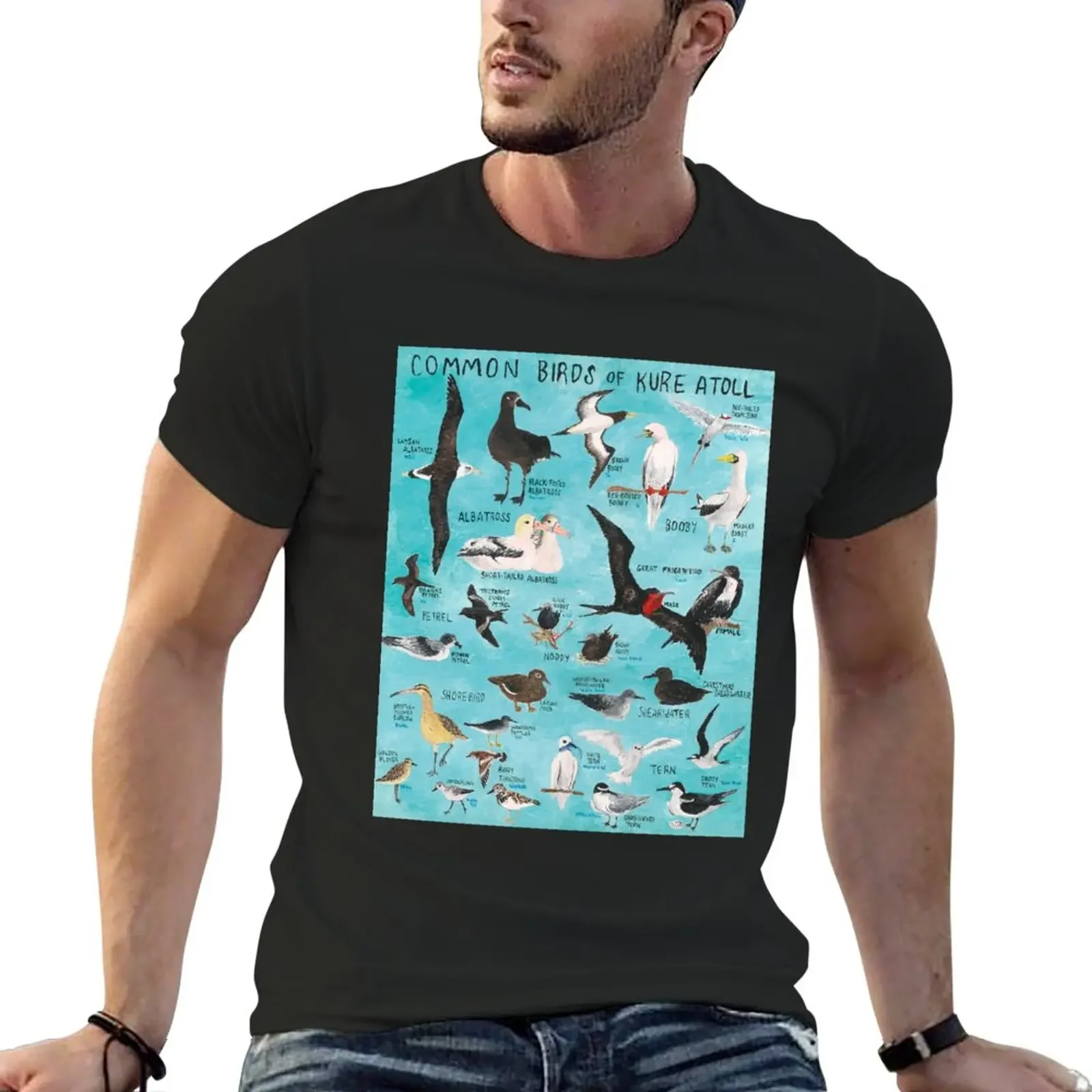 Camiseta de manga corta de pájaros de Kure Atoll para hombre, ropa de gran tamaño, nueva edición