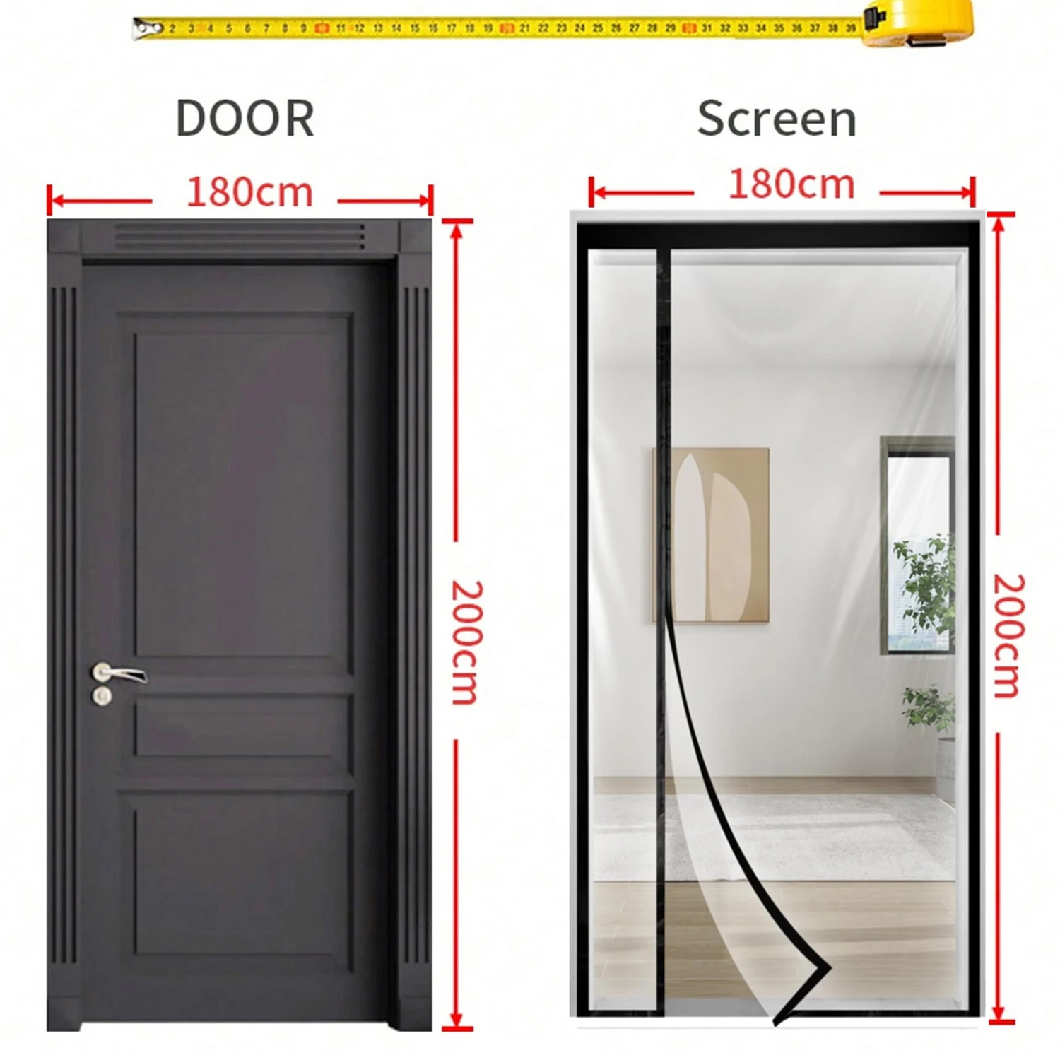 Transparent Magnetic Windproof Partition Door Curtain, No Punching, No Oil Fume Prevention, Air Conditioning Curtain