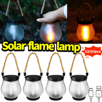 800lumens Solar Powered Garden Lantern Flickering LED Light Yard Decor with Rope Waterproof Rechargeable Camping Lamp 1-4pcs