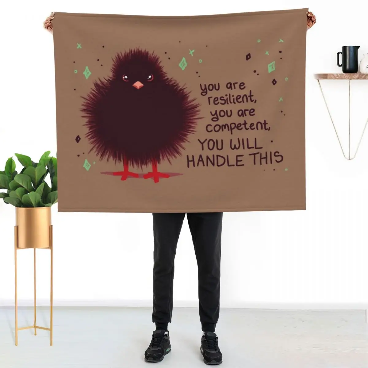 YOU WILL HANDLE THIS Baby Crow Fuzzbutt Throw Blanket warm winter Quilt halloween Vintage blankets and throws Blankets