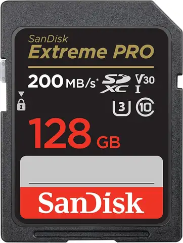 128GB Extreme PRO SDXC UHS-I Memory Card - C10, U3, V30, 4K UHD, High-Speed Storage for Cameras and Drones