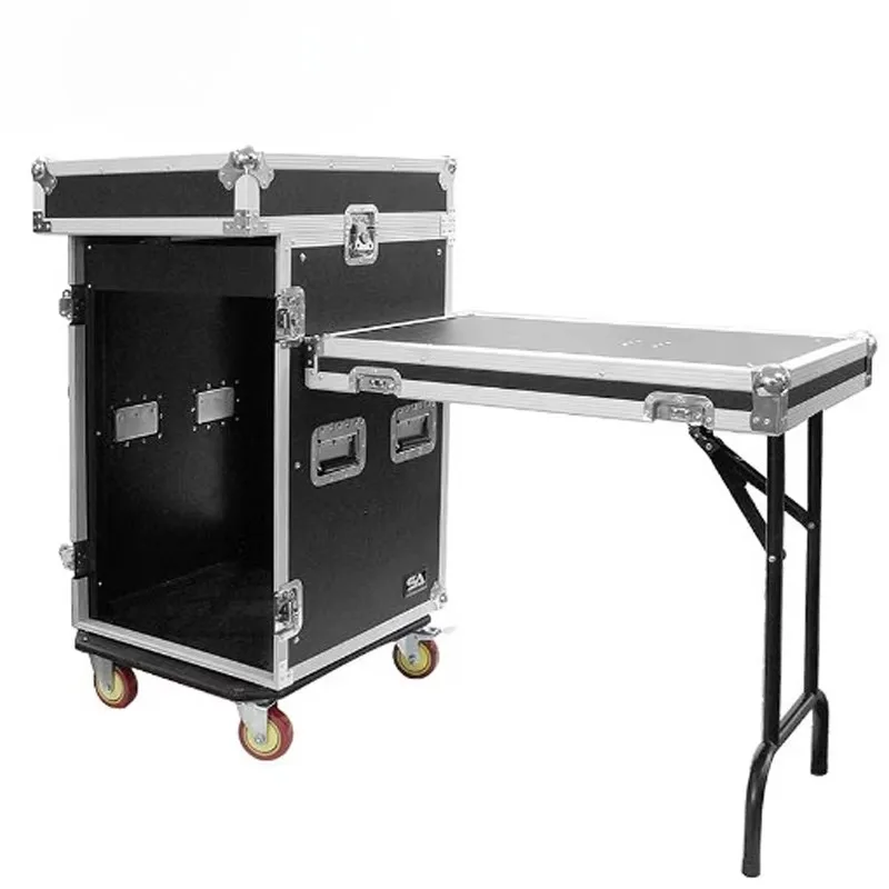 16u DJ Workstation Flight Case Rack with Side Tables