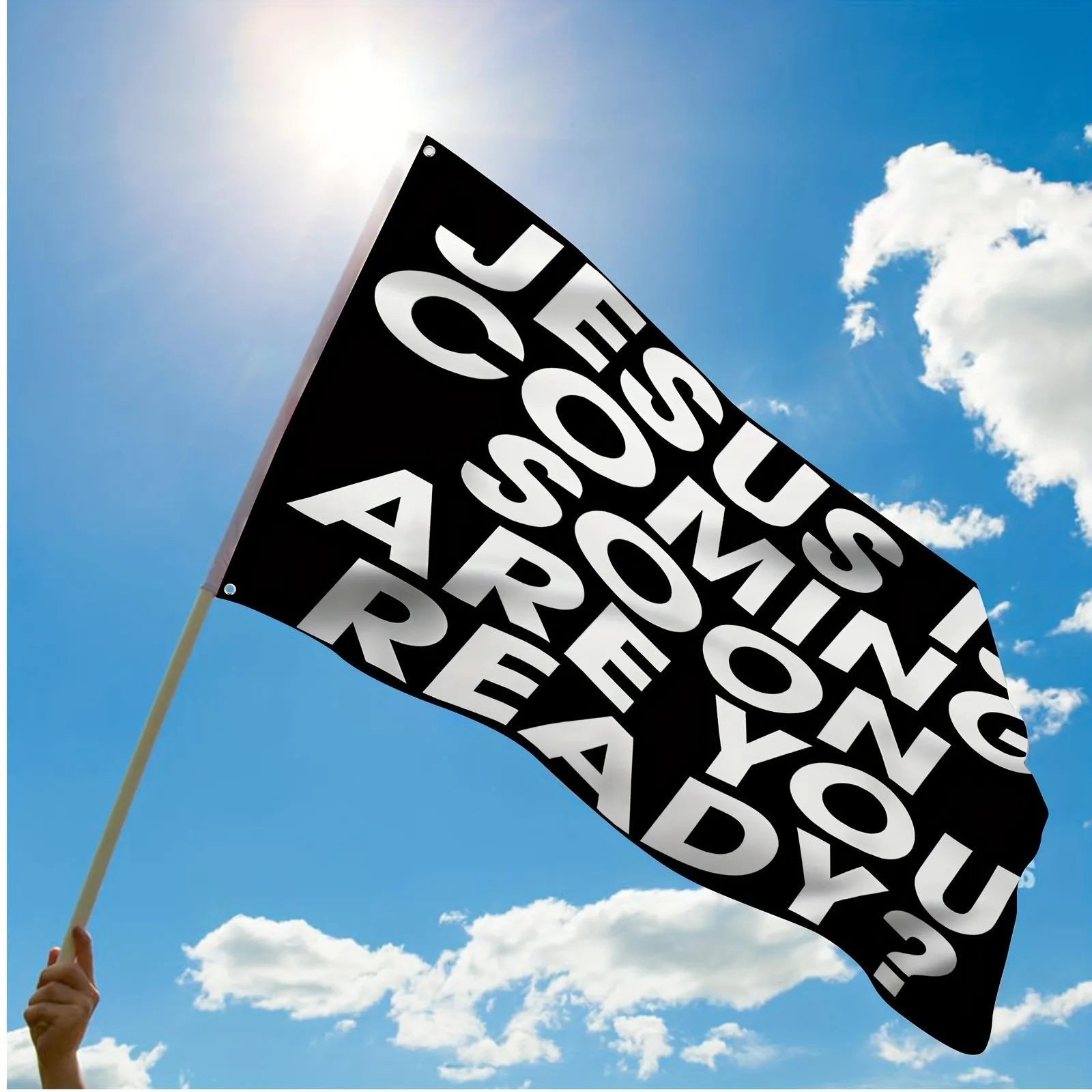 Jesus Is Coming Are You Ready Christian Flag Outdoor Indoor Polyester Decoration Banner