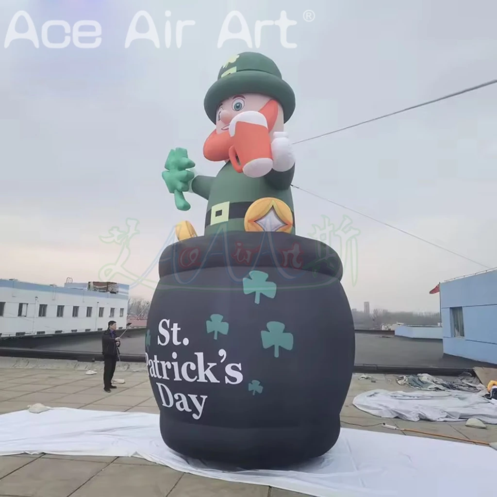 Mascota del Día de San Patricio, modelo de leprechaun inflable verde, decoración para eventos y fiestas al aire libre