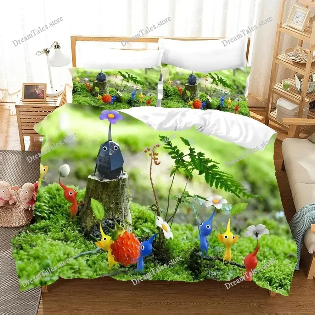 3D Anime Pikmins Game Printed Duvet Cover Pillowcase Bedding Set Double Twin Full Queen King Adult Kids Bedclothes Quilt Cover