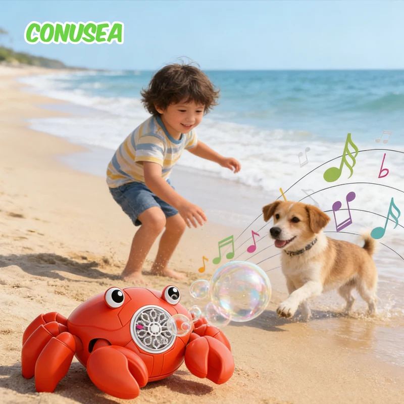 

Машинка для мыльных пузырей в виде ползающего краба с музыкой, светом и функцией обхода препятствий, для игр на улице, детские игрушки для мальчиков и девочек