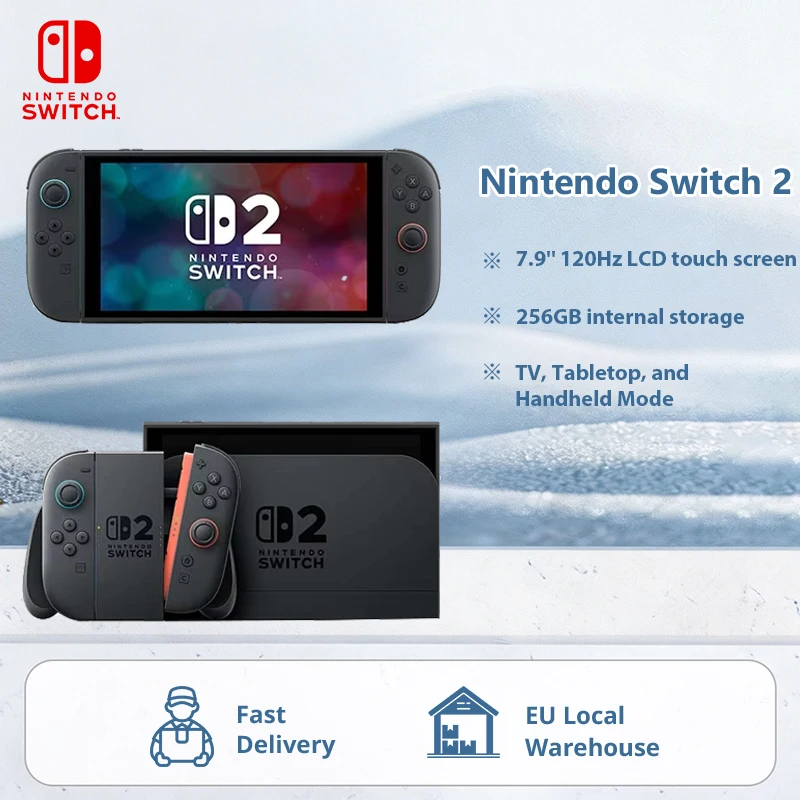 Nieuwe EU-editie Nintendo Switch 2 Game Console NS2 Handheld Game Player Console 7,9-inch LCD touchscreen 256GB opslag Magnetisch ontwerp Tot 120fps frame rates 4K resolutie