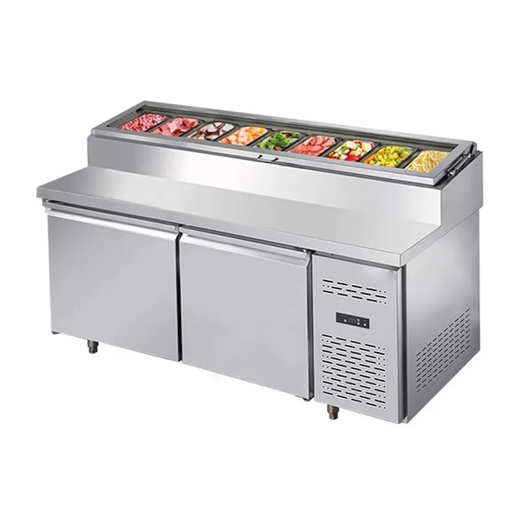 High Quality Commercial Restaurant Counter Refrigerator Customize Pizza Glass Door Display Table Top Refrigerated Salad Fridge - view 3