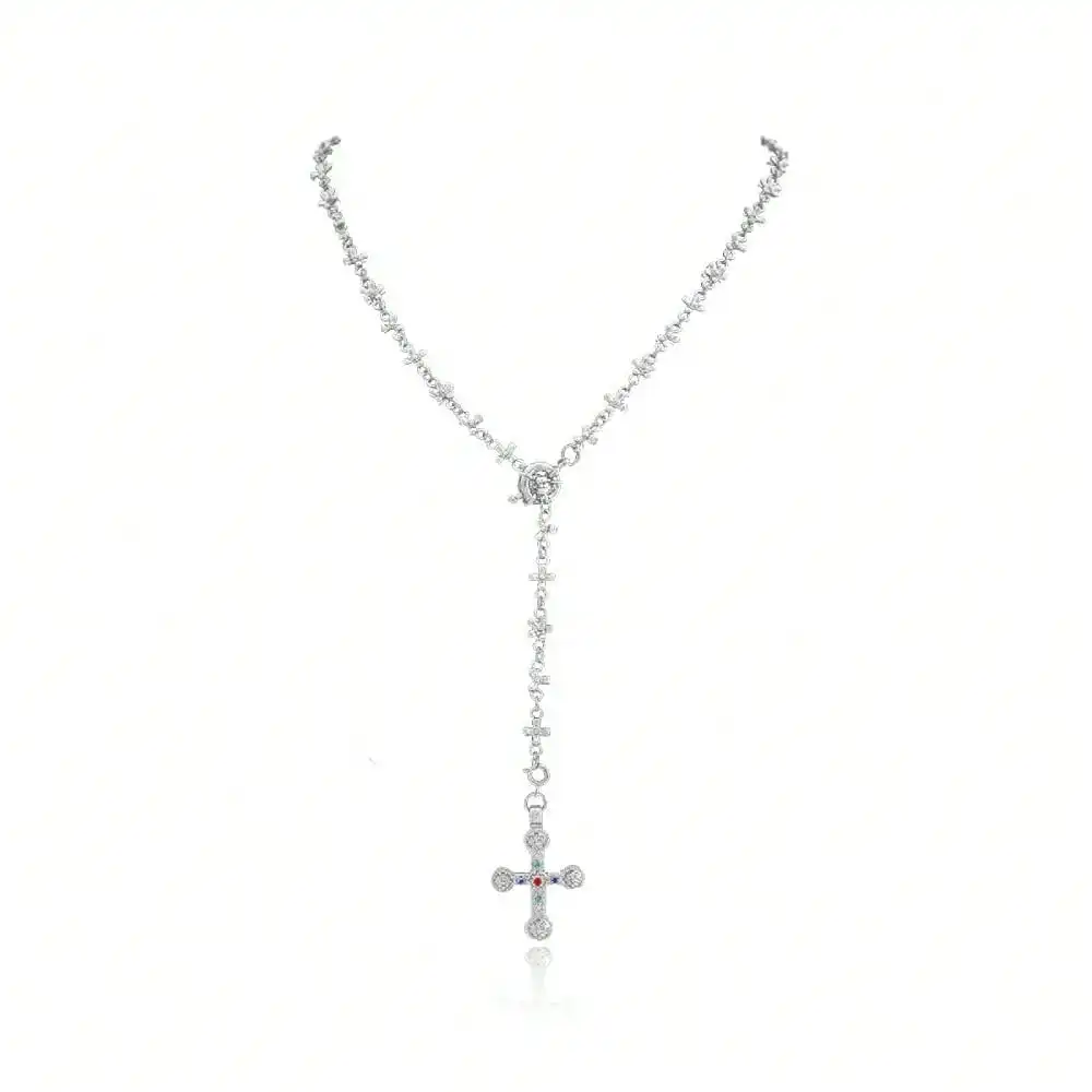 

Sparkling Cross Pendant Necklace with Crystal-Embellished Chain for Women