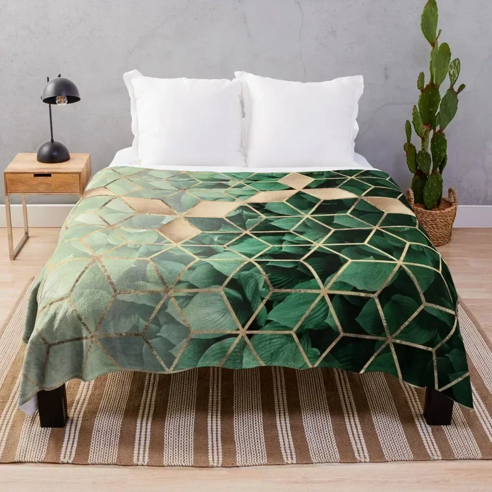 

Leaves And Cubes Throw Blanket Ultra Plush Cozy Blanket for Napping Sleeping