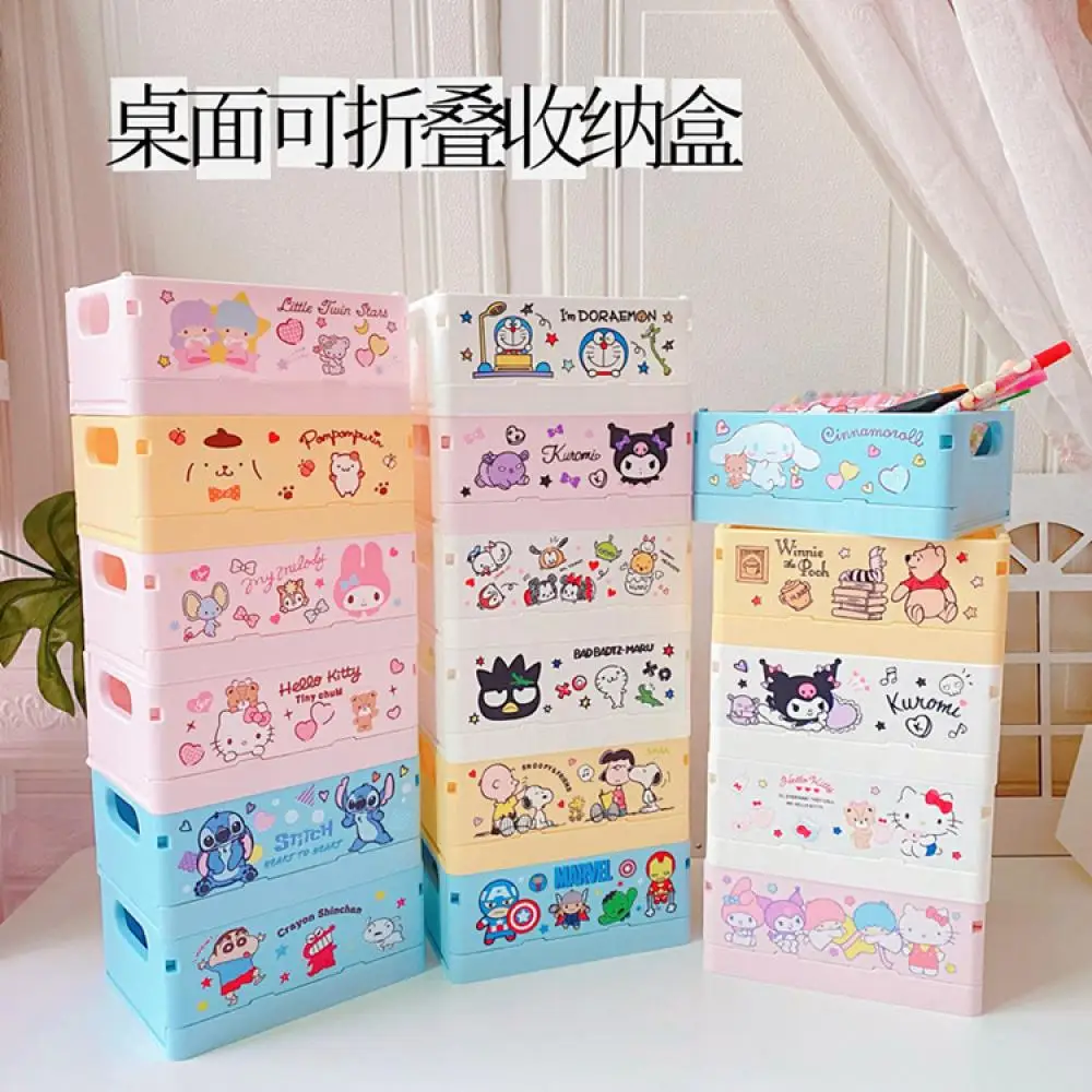 

Sanrio Kawaii Storage Box Hello Kitty Kuromi Cinnamoroll Anime Desktop Cosmetic Jewelry Snack Folding Storage Box Girls Gifts