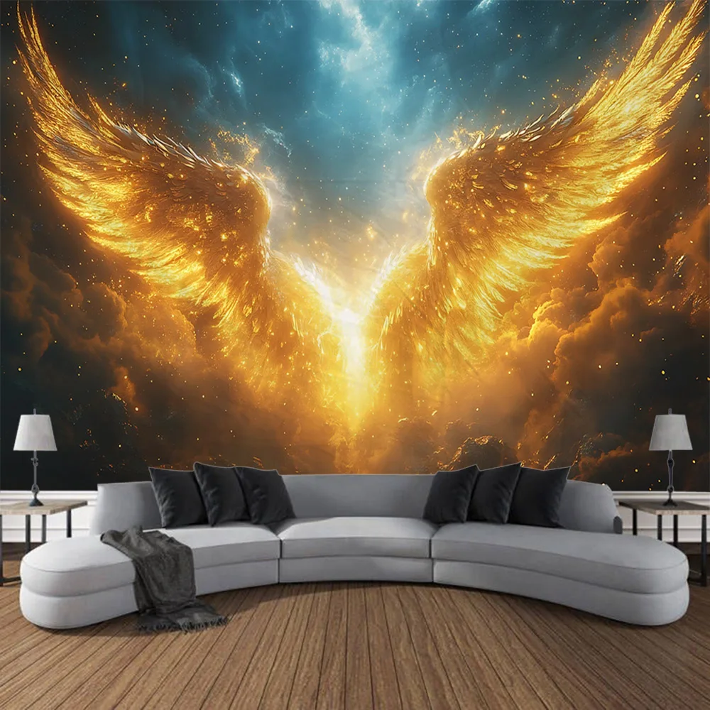 

Dreamy wing tapestry wall hanging, cartoon starry sky, children's room art decoration, yoga mat, sofa cover, home bed sheets