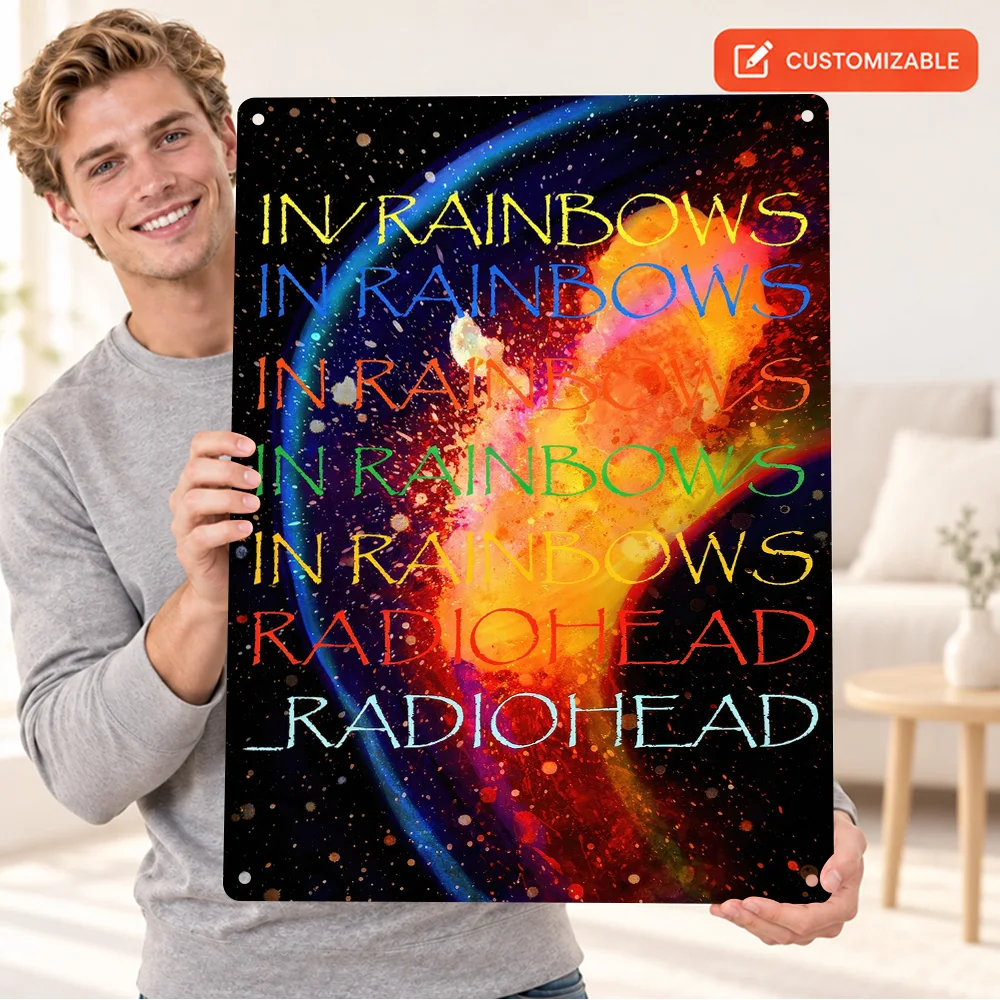 Radiohead In Rainbows Aluminum Poster Personalized Metal Sign Album Tracklist Design Wall Art For Bedroom Record Collector Gift