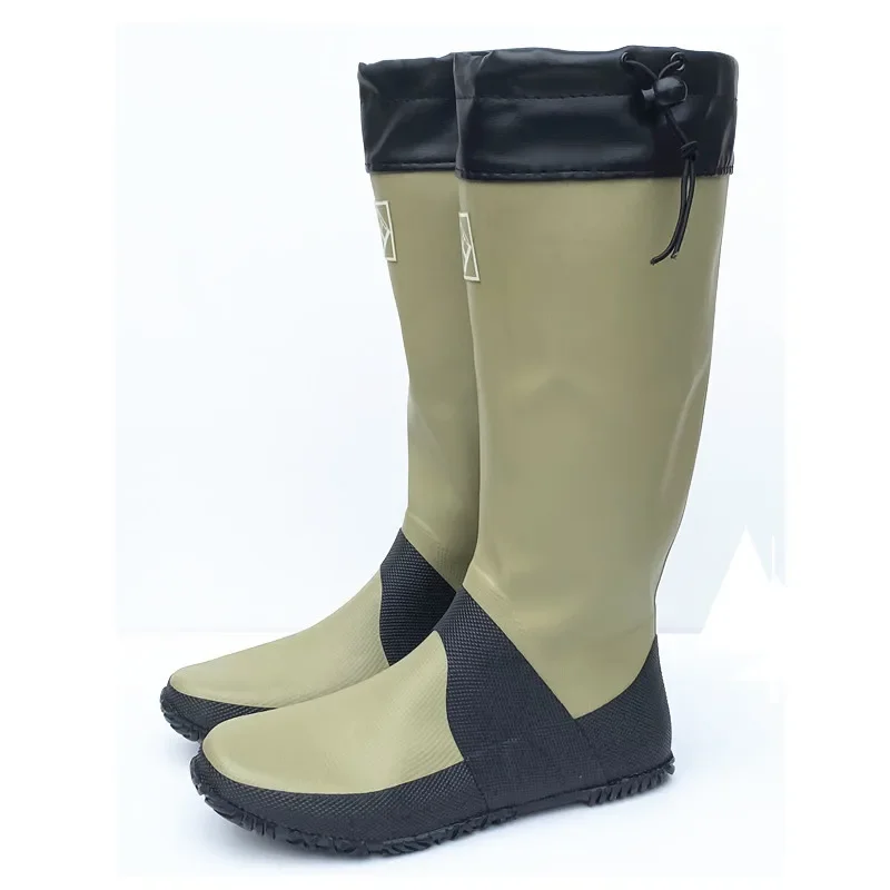 Super Soft Men's Rain Shoes Folding Boots Outdoor Outing Water Shoes Fishing Car Wash Flat Spring and Summer