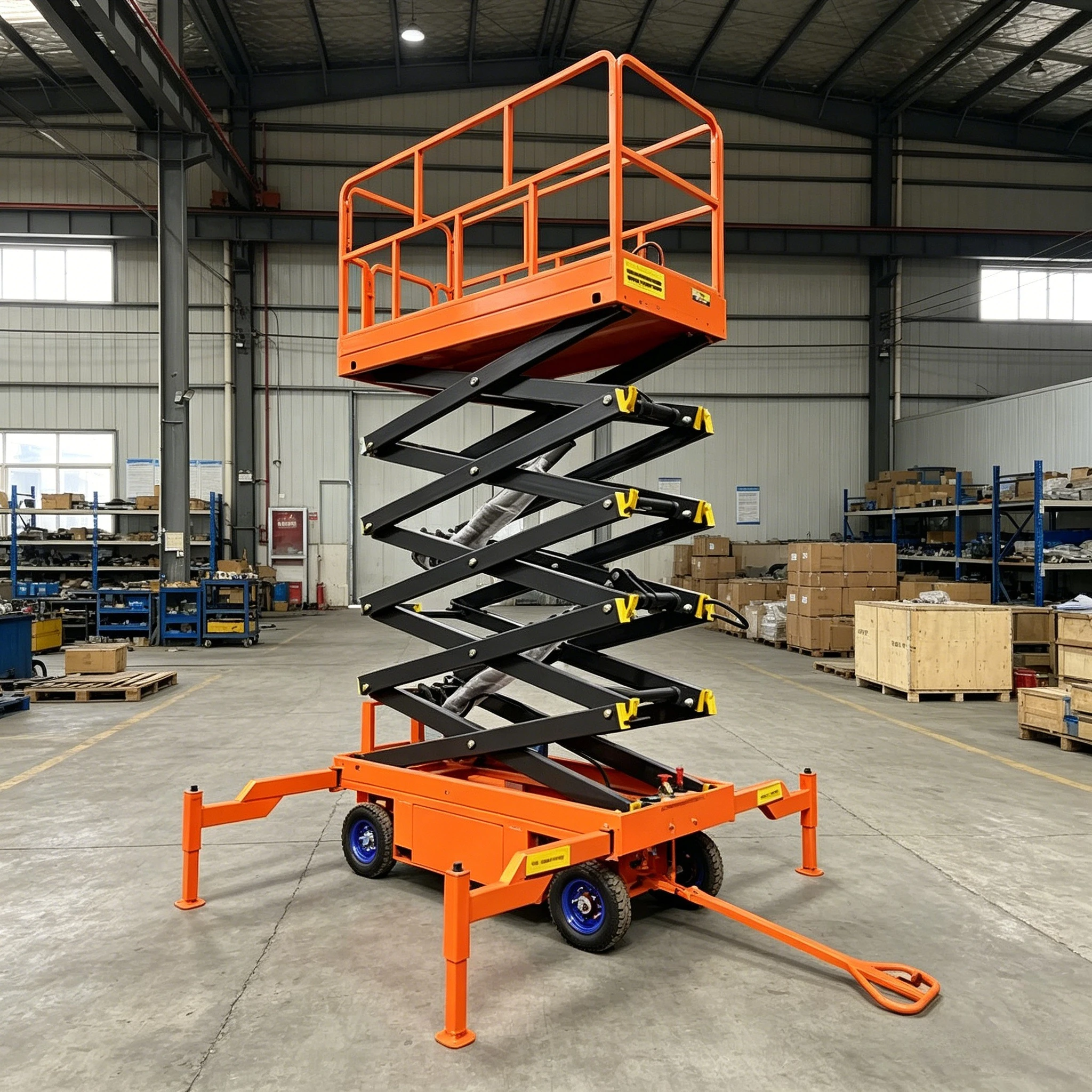 Semi Automatic Aerial Work Electric Scaffold Lift Scaffolding Scissor Lift SAGA FIRST Carbon Steel 2 Persons Capacity Customized