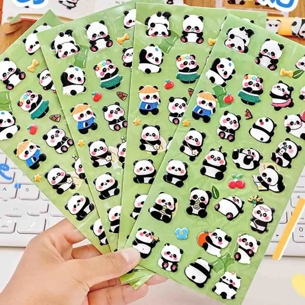 1 Piece Cute Kawaii Cartoon Stereoscopic Panda Stickers Diary Scrapbook Decoration Stationery Office School Adhesive Diary Album