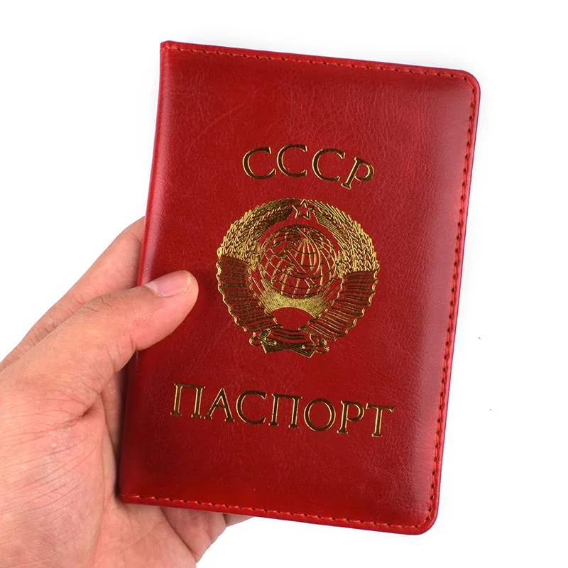 CCCP-funda de pasaporte de viaje para hombres y mujeres, protector de documentos, portatarjetas de certificación, piel sintética, URSS