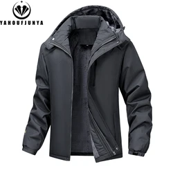 Winter Men Outdoor Windbreak Camping Skiing Jacket Hiking Men Removable Hooded Plus Thick Warm Comfortable Jacket Coat Male 7XL