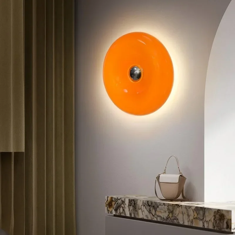Creative Cream Orange Living Room Bedside Rechargeable Office LED Ambient Touch Switch Glass Wall Light Donut LED Table Lamp
